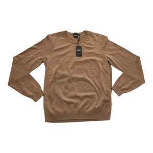 Hugo Boss Leno-P Mens Crew Neck Sweater Medium Beige Italian Yarn 50378575 M